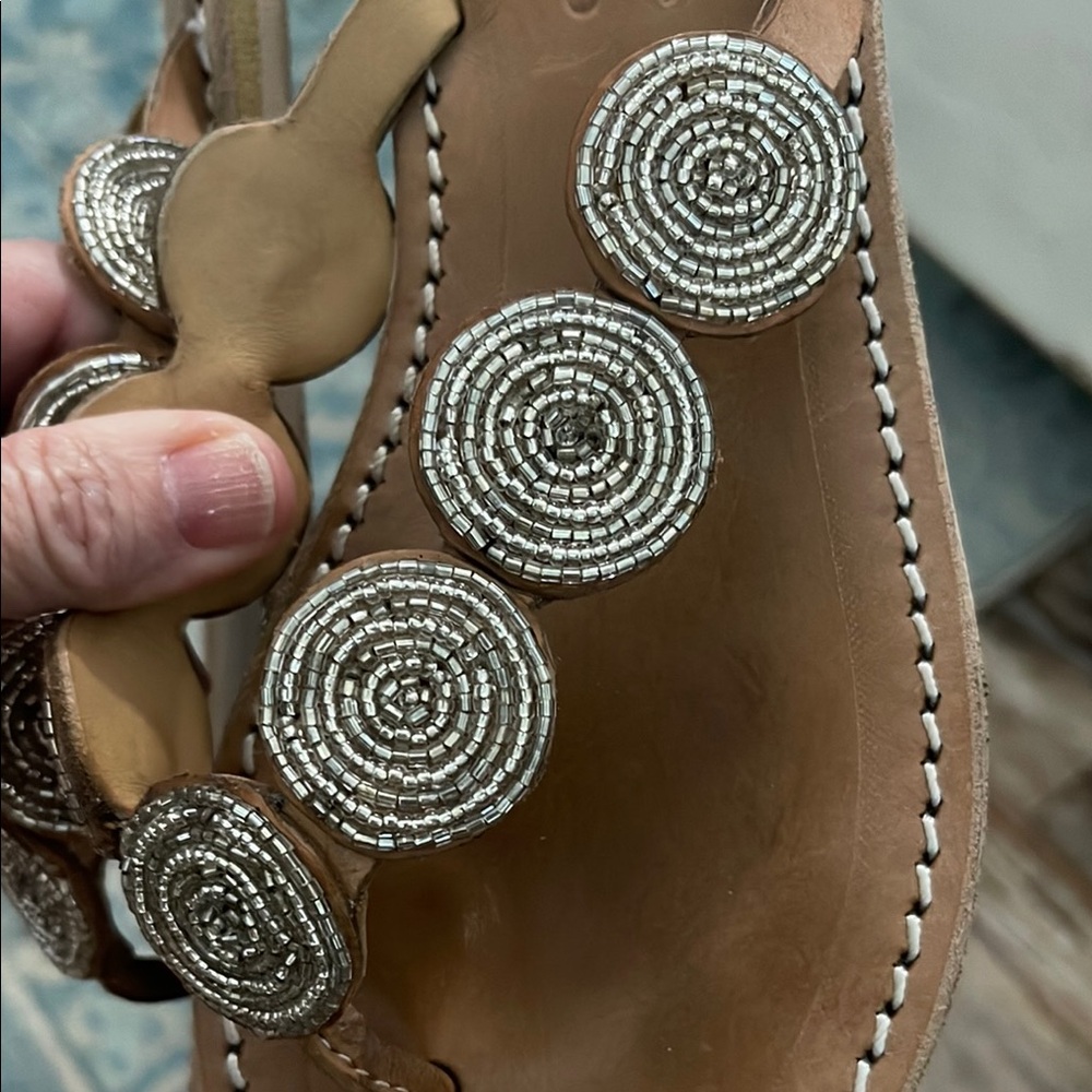Women's beaded Sandals with Silver Accents